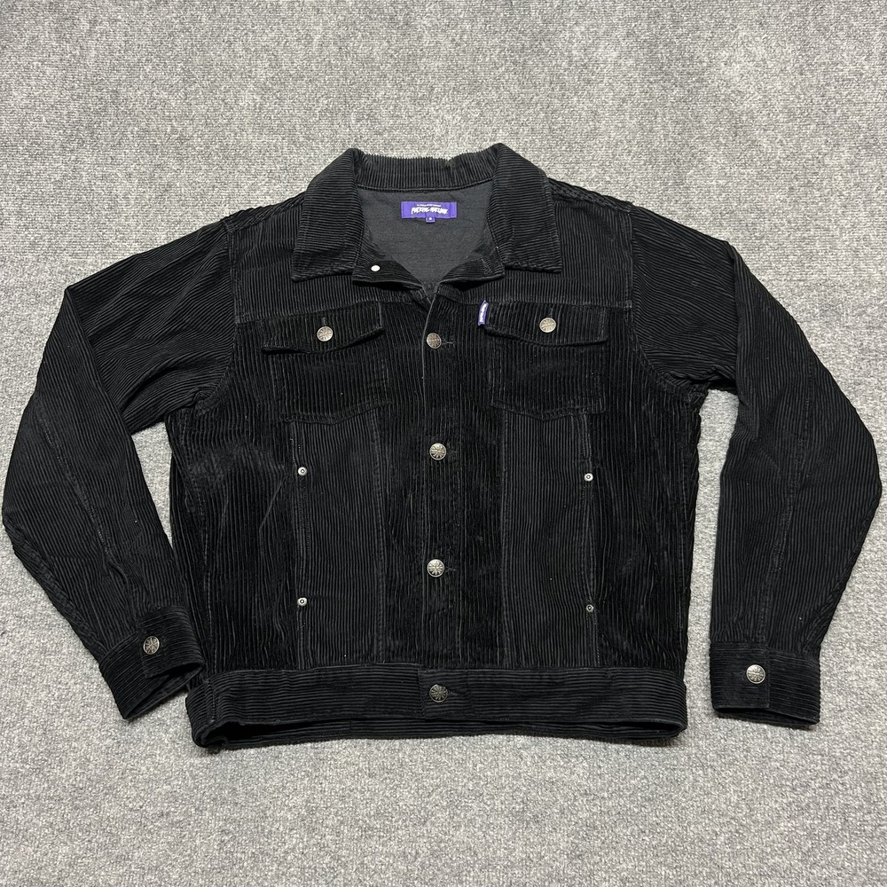 FA Corduroy Jacket Mens Small Black Varsity Trucker Button Front Skate